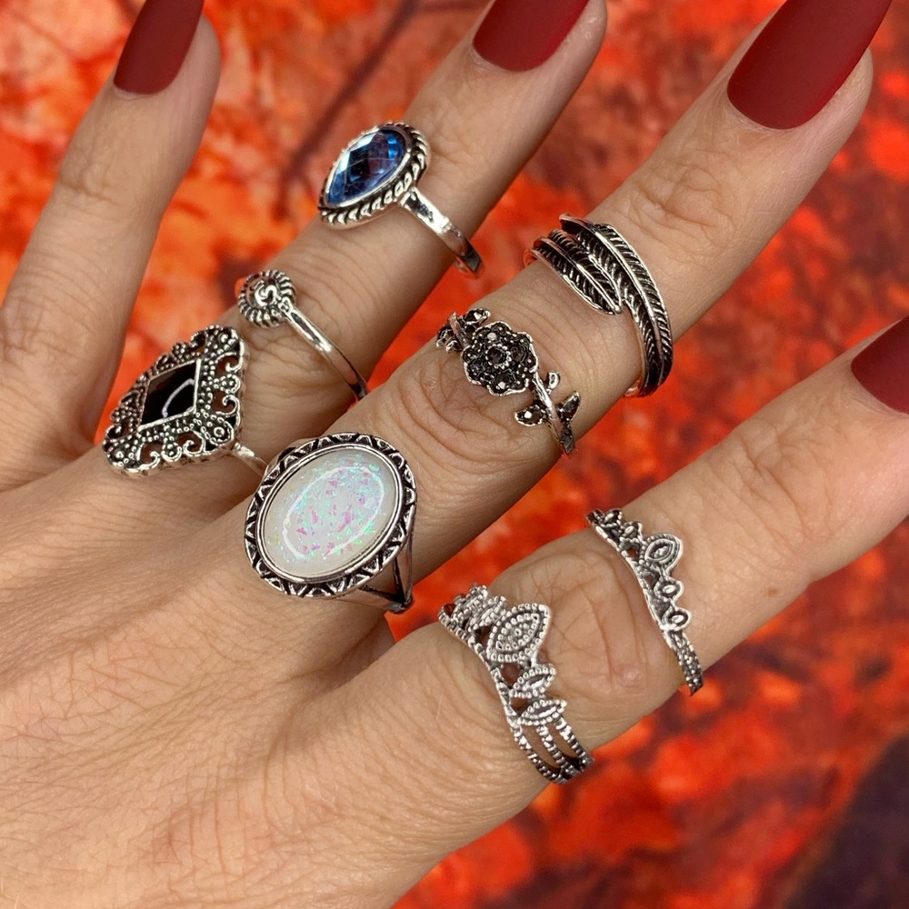 3/$10 NEW Boho Style Rings & MIDI Rings Design Mix / silver tone Bundle NWOT - Picture 3 of 8